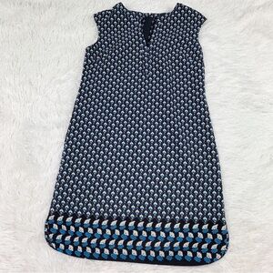 Ann Taylor sleeveless floral V Neck shift dress round hem